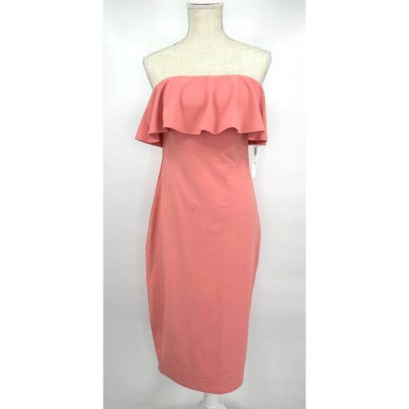 Susana Monaco Strapless Ruffle Midi Dress in Lotus‎ [ Large ] - Picture 3 of 8